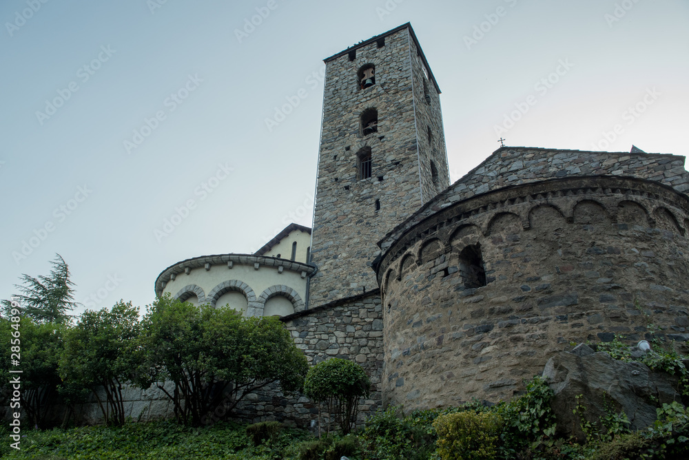 Beautiful view of church of St. Esteve in Andorra La Vella, capital of Andorra.