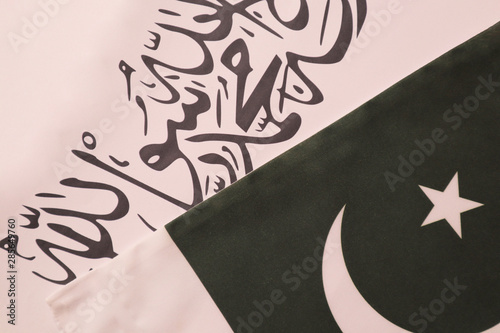 Canvas Print Concept showing of Pakistan and Taliban deal preocess showing with flags
