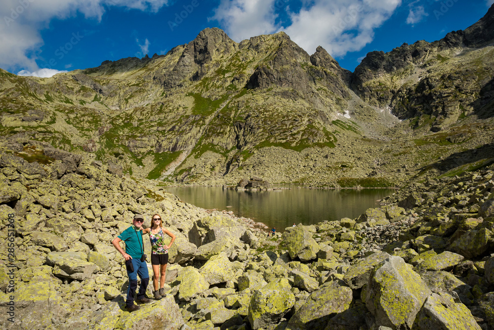 Tourists going to Rysy Tatra mountains