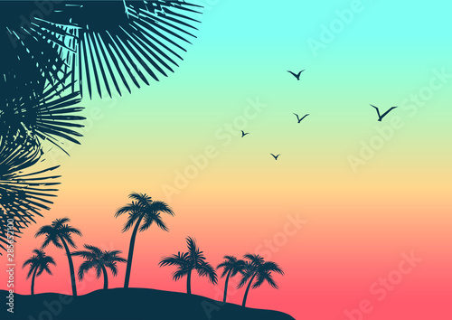 Big ocean waves .Vector seascape with sea waves and sky background for text