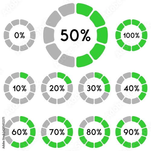 Percentage sign icon set vector,from 0 to 100