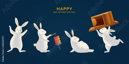 cute mid autumn festival rabbit