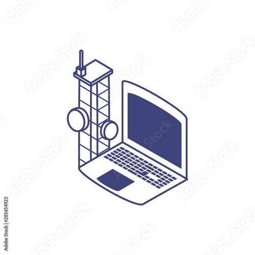 laptop computer with antena technology icon