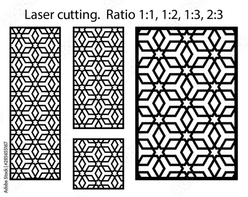 Laser islamic jali pattern design. Set of decorative vector panels for laser cutting. Template for interior partition in arabesque style.