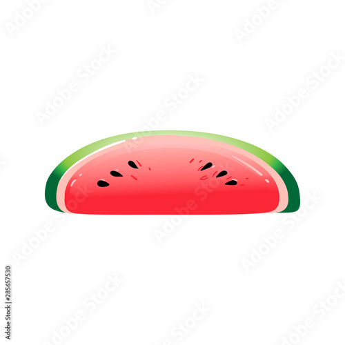 Inflatable rubber glossy slice of watermelon for swimming.