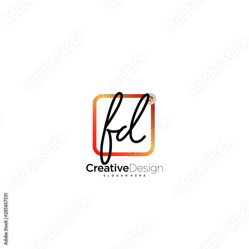 FD Letter Signature Logo Template Vector photo