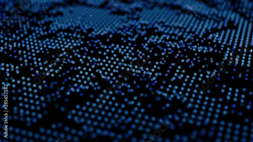 Wave 3d. Cybernetic futuristic background. Big data. Abstract grid illustration.