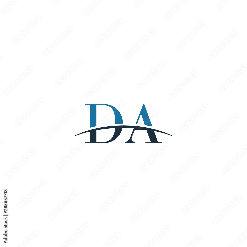 Initial letter DA, overlapping movement swoosh horizon logo company design inspiration in blue and gray color vector Initial letter DA, overlapping movement swoosh horizon logo company design inspiration in blue and gray color vector