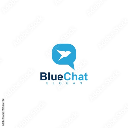 chat bird logo template design vector