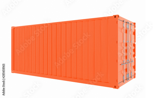New red cargo container isolated on white background
