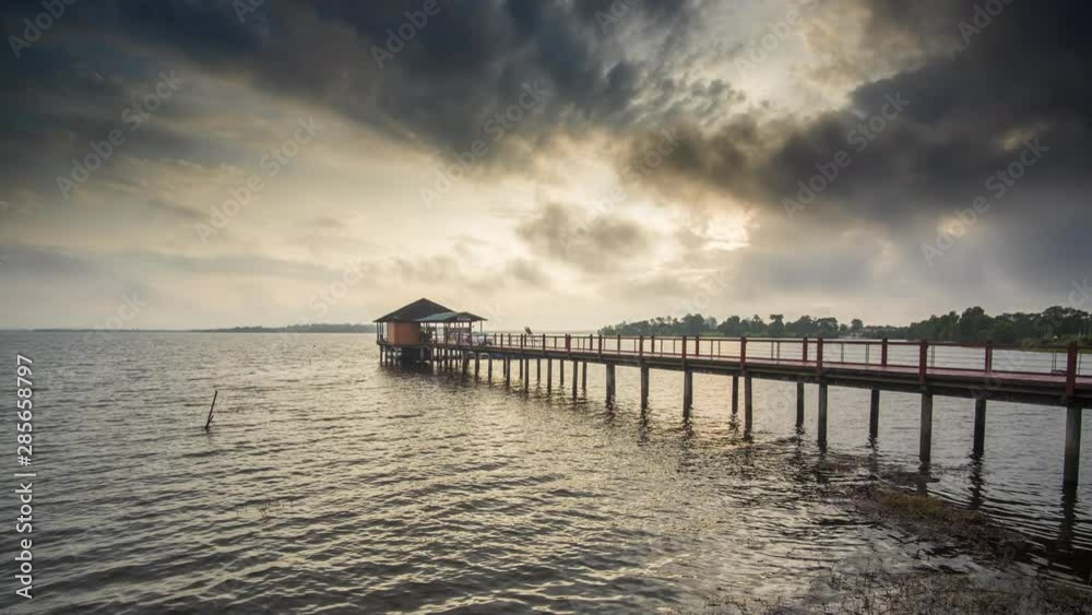 Time Lapse Of 'Bukit Merah Laketown' Jetty During Sunrise Time Lapse Of 'Bukit Merah Laketown' Jetty During Sunrise