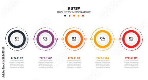 Timeline infographic design vector and 5 options. Can be used for workflow layout, diagram, annual report, web design. Vector business template for presentation. 