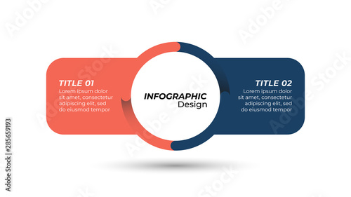 Business infographic with 2 options. Creative design with main idea concept. Vector template.