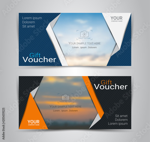 Gift certificates and vouchers, discount coupon or banner web template with blurred background gradient mesh for make an image of the products your company offers.