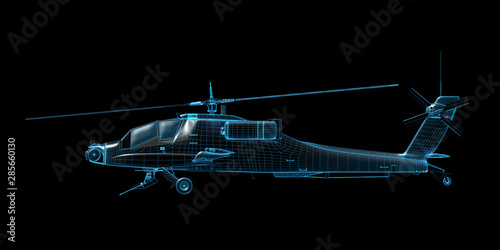 Helicopter wireframe game model