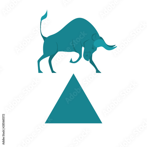 Bull shape The growing Business market. On white background. Vector.