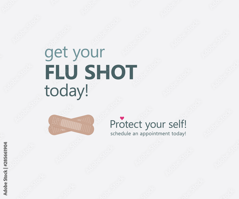 Flu shot concept with band aids Flu shot concept with band aids