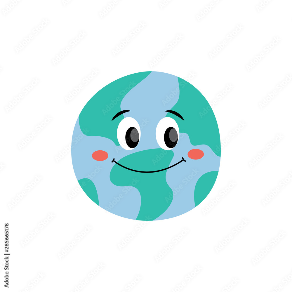 Happy smiling Earth planet flat cartoon vector illustration icon isolated. Happy smiling Earth planet flat cartoon vector illustration icon isolated.