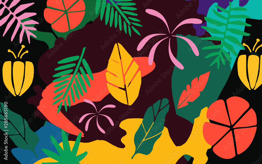 Autumn leaves background. Colorful autumnal foliage poster design. Autumn plants, leaves and branches art print. Botanical pattern, wallpaper, fabric vector illustration design Autumn leaves background. Colorful autumnal foliage poster design. Autumn plants, leaves and branches art print. Botanical pattern, wallpaper, fabric vector illustration design
