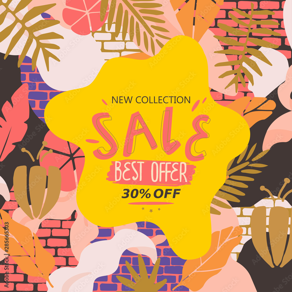 Obraz premium Sale website banner. Sale tag. Sale promotional material vector illustration. Design for ad, social media banner, brochure, email, flyer, leaflet, newsletter, placard, poster, web sticker