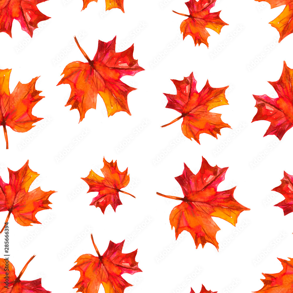 Seamless pattern with autumn leaves. Watercolor illustration Seamless pattern with autumn leaves. Watercolor illustration