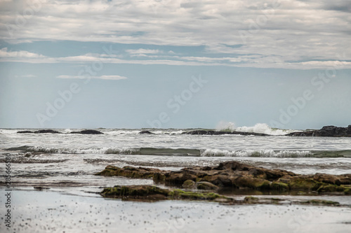 Morning landscape of the Caspian sea after a night storm