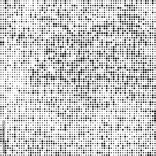 Abstract halftone texture. Chaotic background of black dots on white