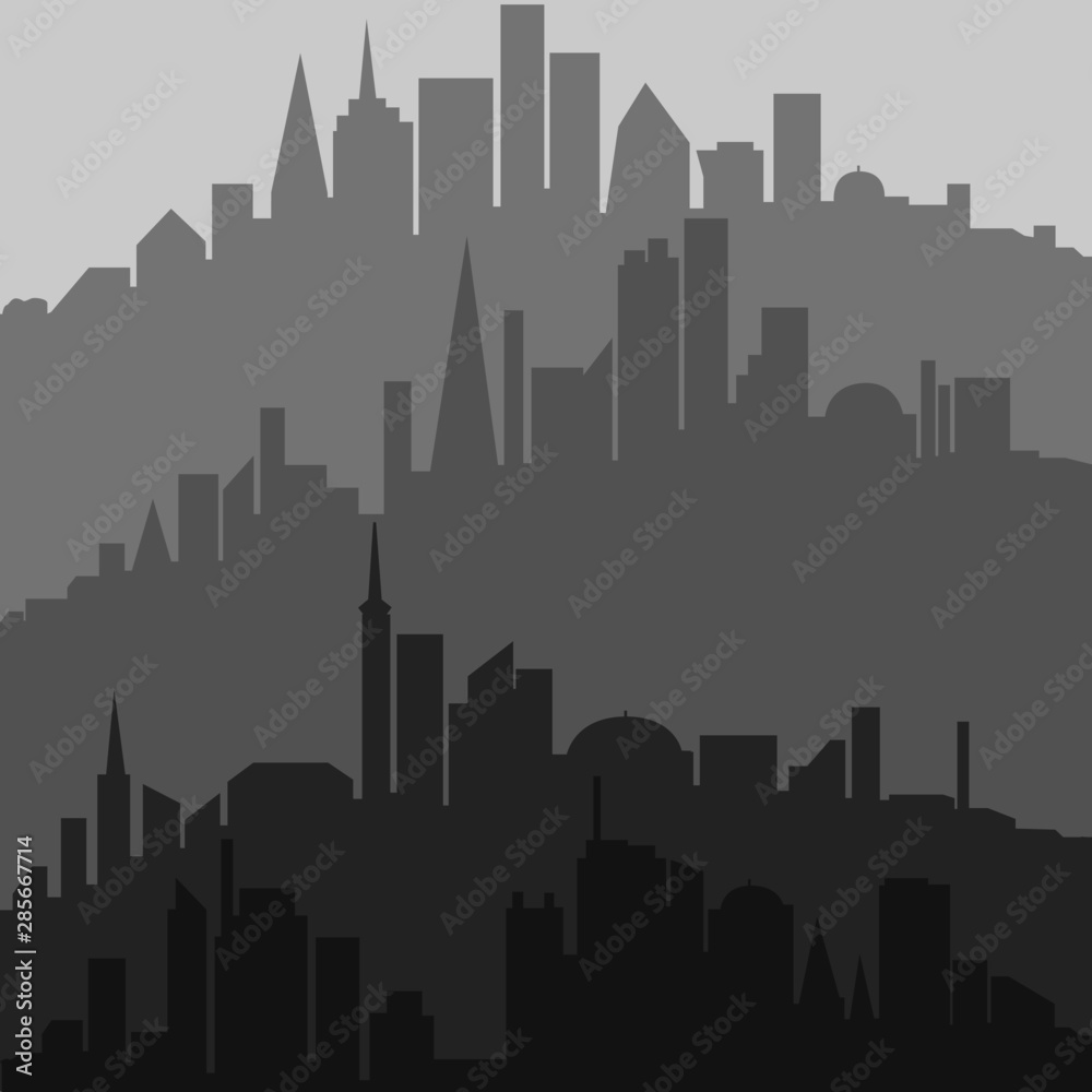city view at night, graphic drawing