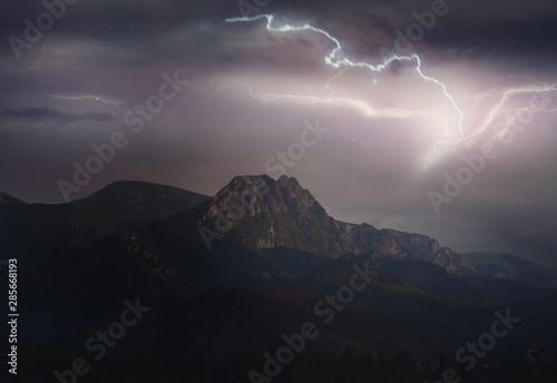 Thunderstorm in Zakopane city in poland