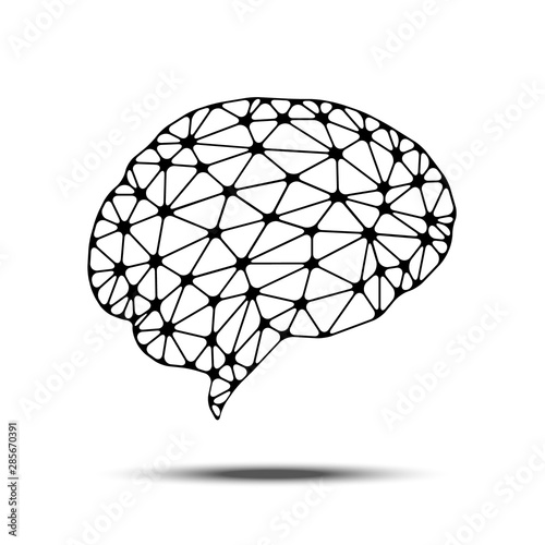 Brain concept, from tringles with rounded corners. Low poly design. Vector, EPS10