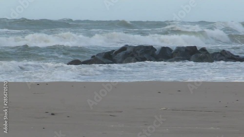 waves breaking on the beach