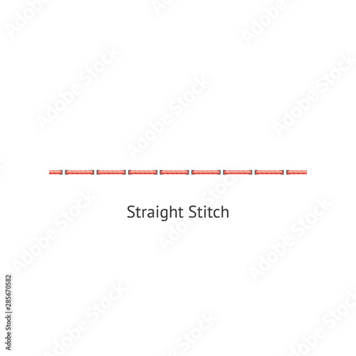 Seamless straight sewing machine or hand basic stitch brush vector illustration isolated.