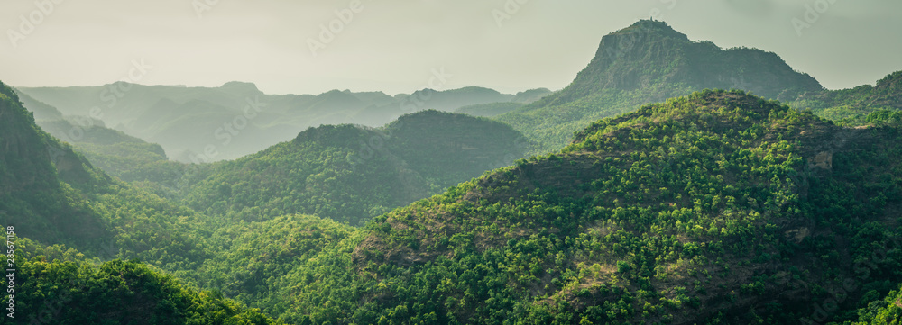 mountains view from Priyadarshini view point in Pachmarhi, Madhya Pradesh , India  - obrazy, fototapety, plakaty 