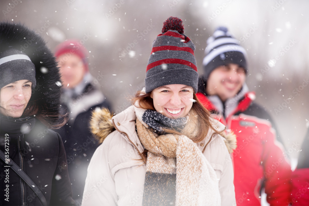 Portrait of young woman on snowy winter day Portrait of young woman on snowy winter day