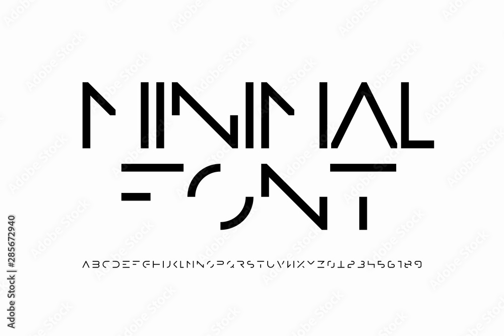 Minimal style font, minimalistic alphabet letters and numbers Minimal style font, minimalistic alphabet letters and numbers