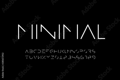 Minimal style font, minimalistic alphabet letters and numbers