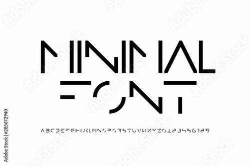 Minimal style font, minimalistic alphabet letters and numbers