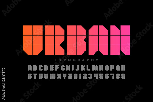 Urban style font design, alphabet letters and numbers