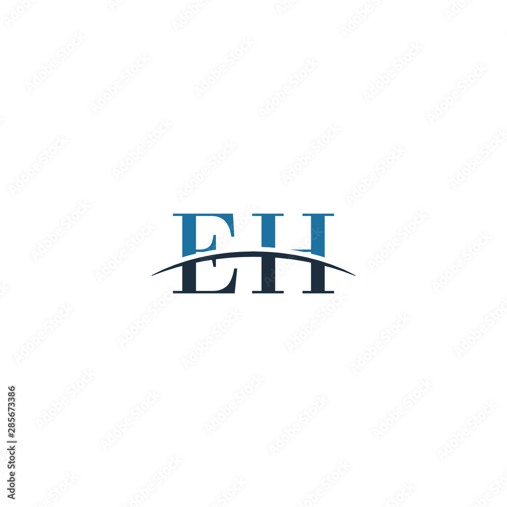 Initial letter EH, overlapping movement swoosh horizon logo company design inspiration in blue and gray color vector Initial letter EH, overlapping movement swoosh horizon logo company design inspiration in blue and gray color vector