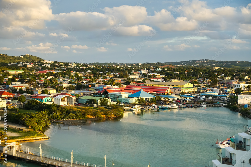 ANTIGUA, Antigua e Barbuda: Panoramic View of Antigua Harbor at Sunset