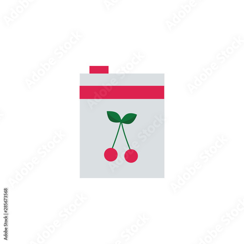 Cherry juice or jam packaging the food product flat vector illustration isolated.