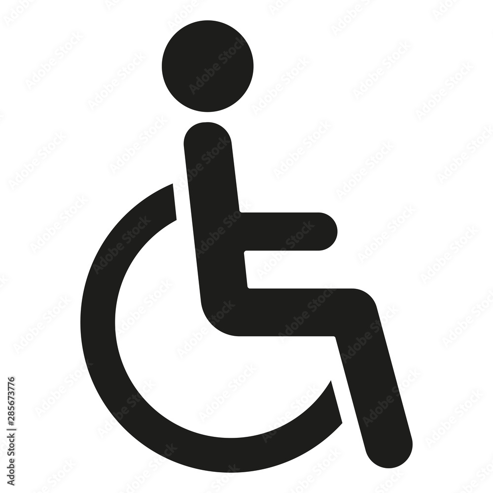 Black wheelchair icon isolated on white background Black wheelchair icon isolated on white background