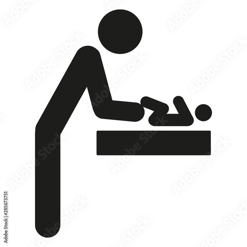 Black changing diapers icon isolated on white background