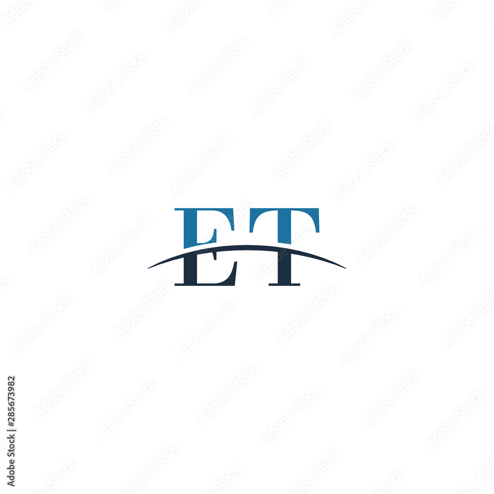 Initial letter ET, overlapping movement swoosh horizon logo company design inspiration in blue and gray color vector Initial letter ET, overlapping movement swoosh horizon logo company design inspiration in blue and gray color vector