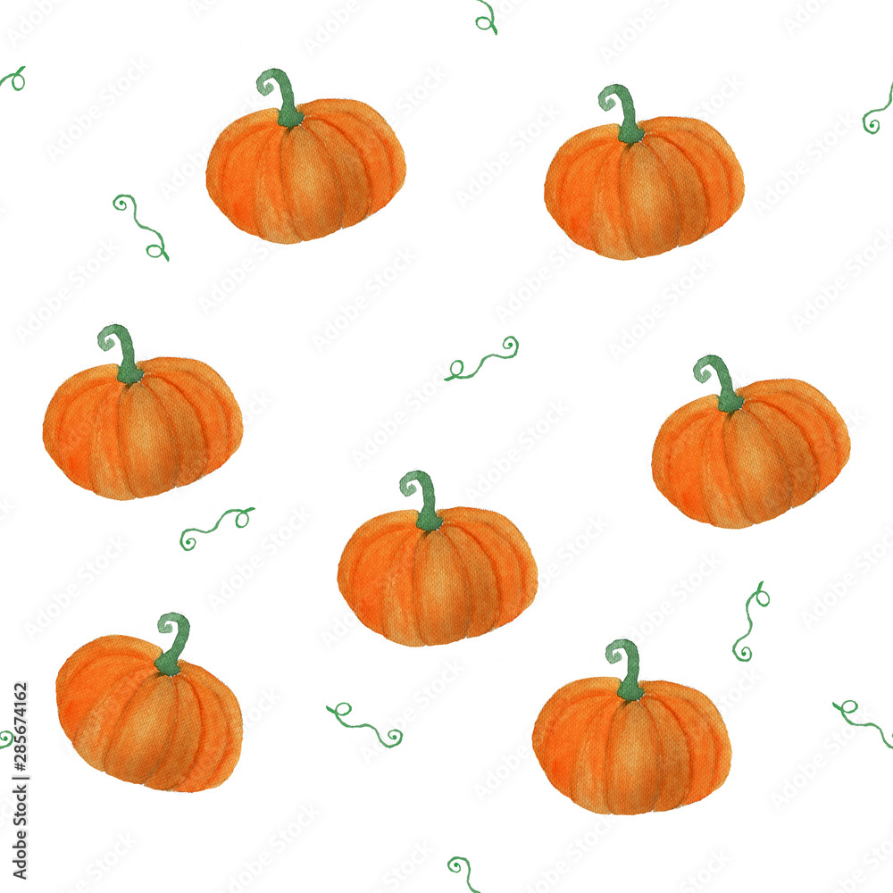 Seamless pattern of orange pumpkins on a white background Seamless pattern of orange pumpkins on a white background