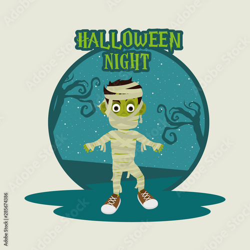 happy halloween scary night cartoon