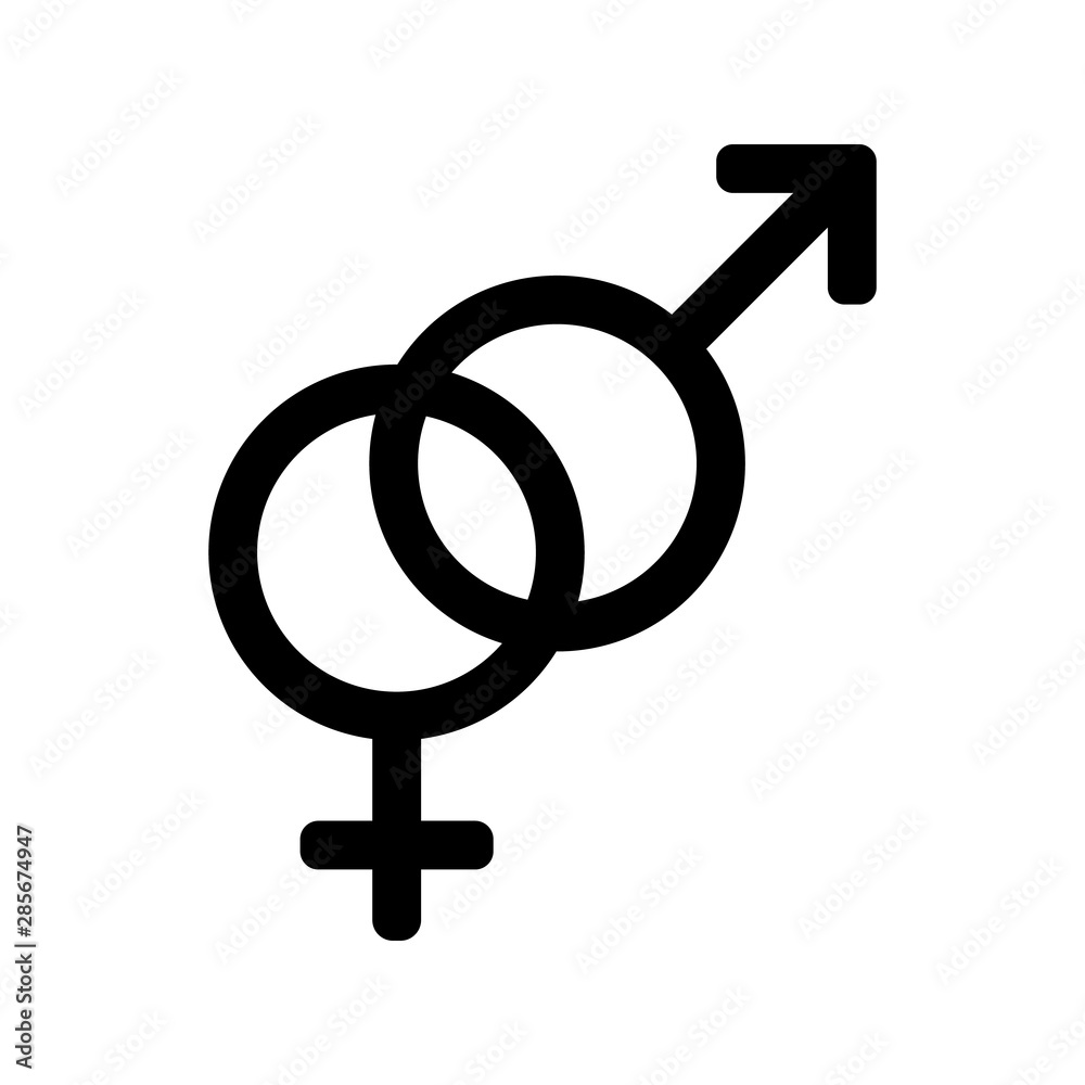 Gender symbols. Male and female, icon. Black signs on a white background. Gender symbols. Male and female, icon. Black signs on a white background.