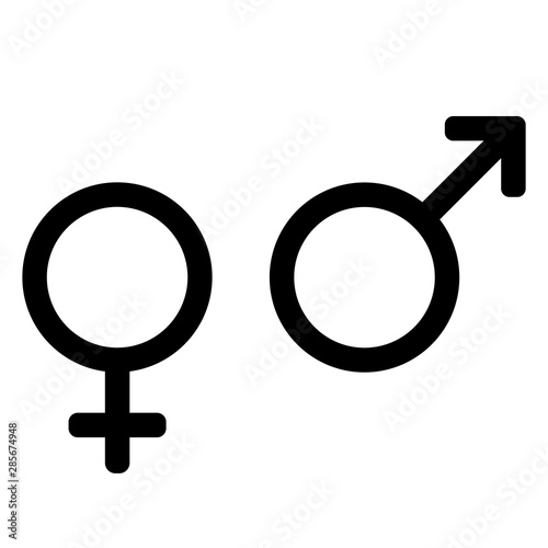Gender symbols. Male and female, icon set. Black signs on a white background.