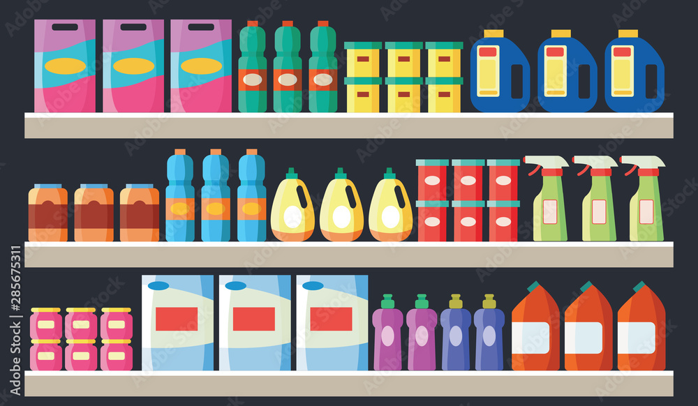 Supermarket Shelves Vector
