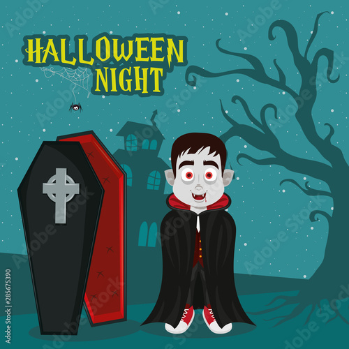 happy halloween scary night cartoon